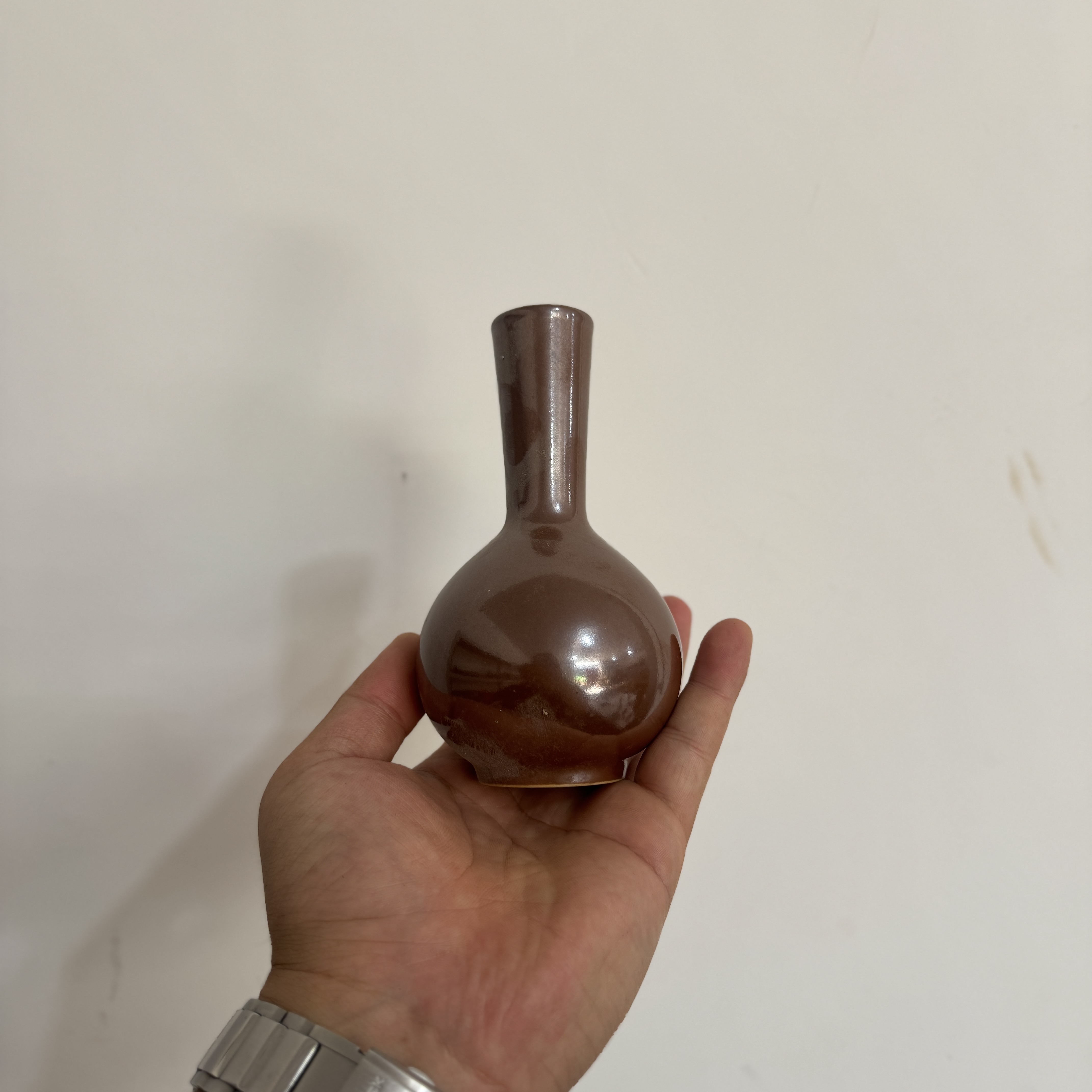 恋长安耀州窑残次紫金釉直口花插1个