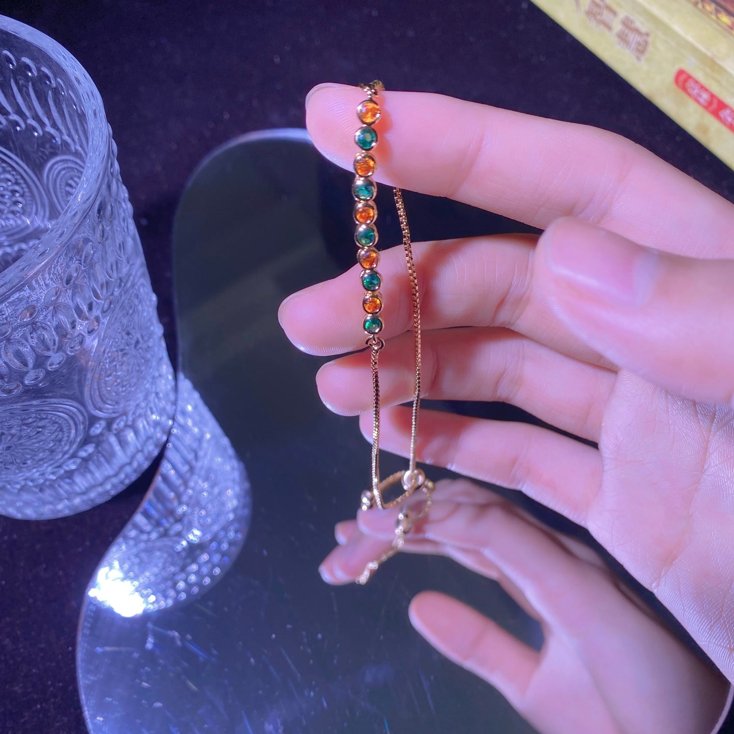 钛钢手链 潘家多拉金色七彩手链小众鱼眼设计气质轻奢时尚S5106