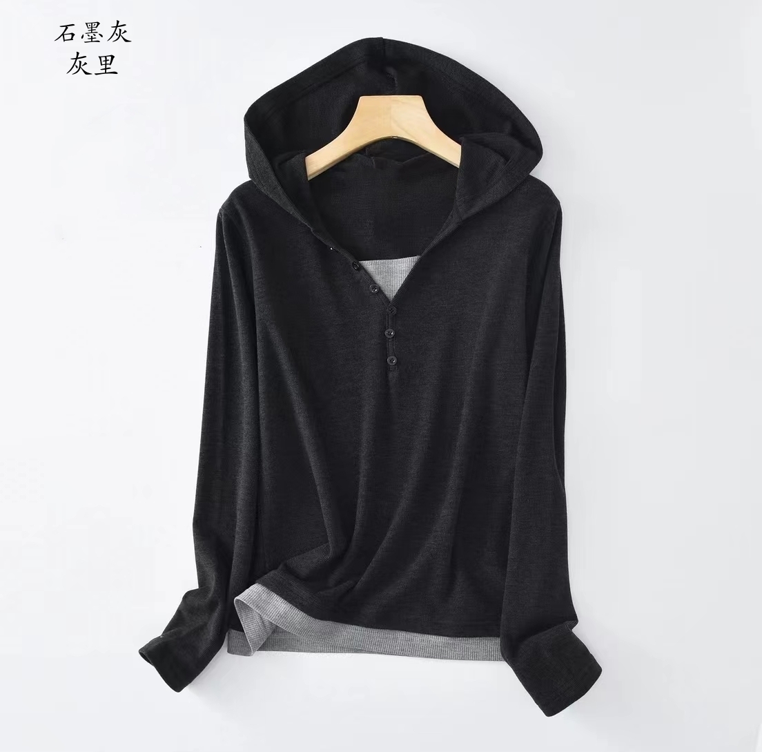 秋冬时尚女士休闲卫衣套头长袖保暖纯色帽衫时尚连帽GS021