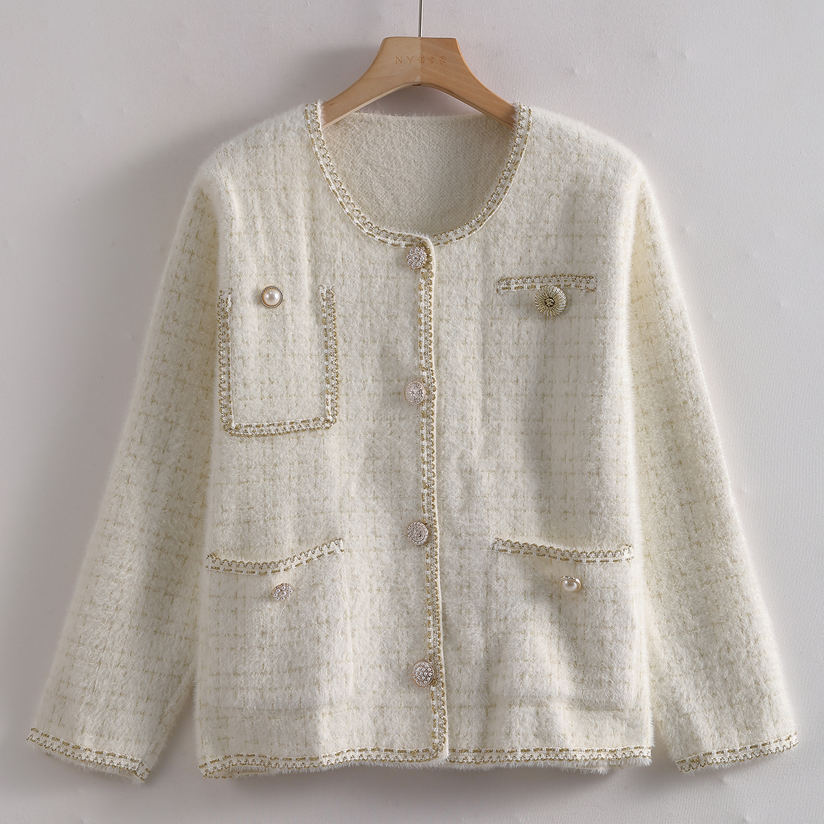 R-9174 精致小香风！！秋冬女士气质时尚百搭长袖宽松短款短外套