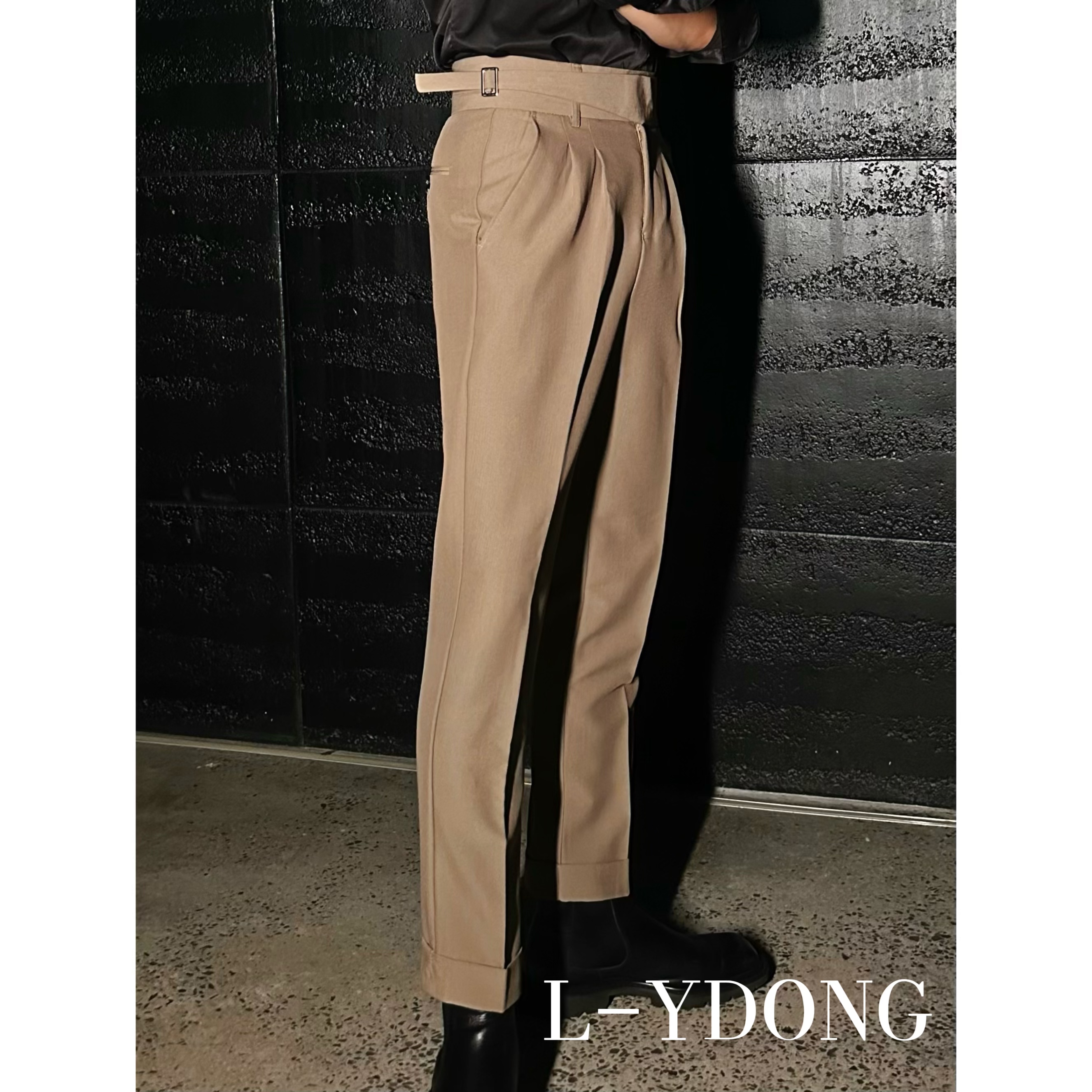 L-YDONG【单刀廓尔格】英伦老钱痞帅男休闲百搭薄款直筒西裤G88111