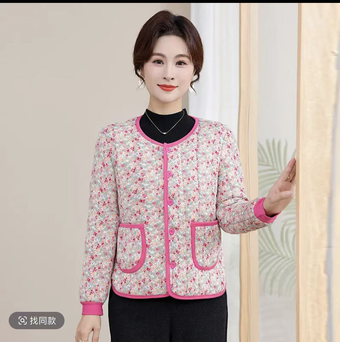 中老年女装花棉袄老年人妈妈装棉服内穿开衫棉袄秋冬