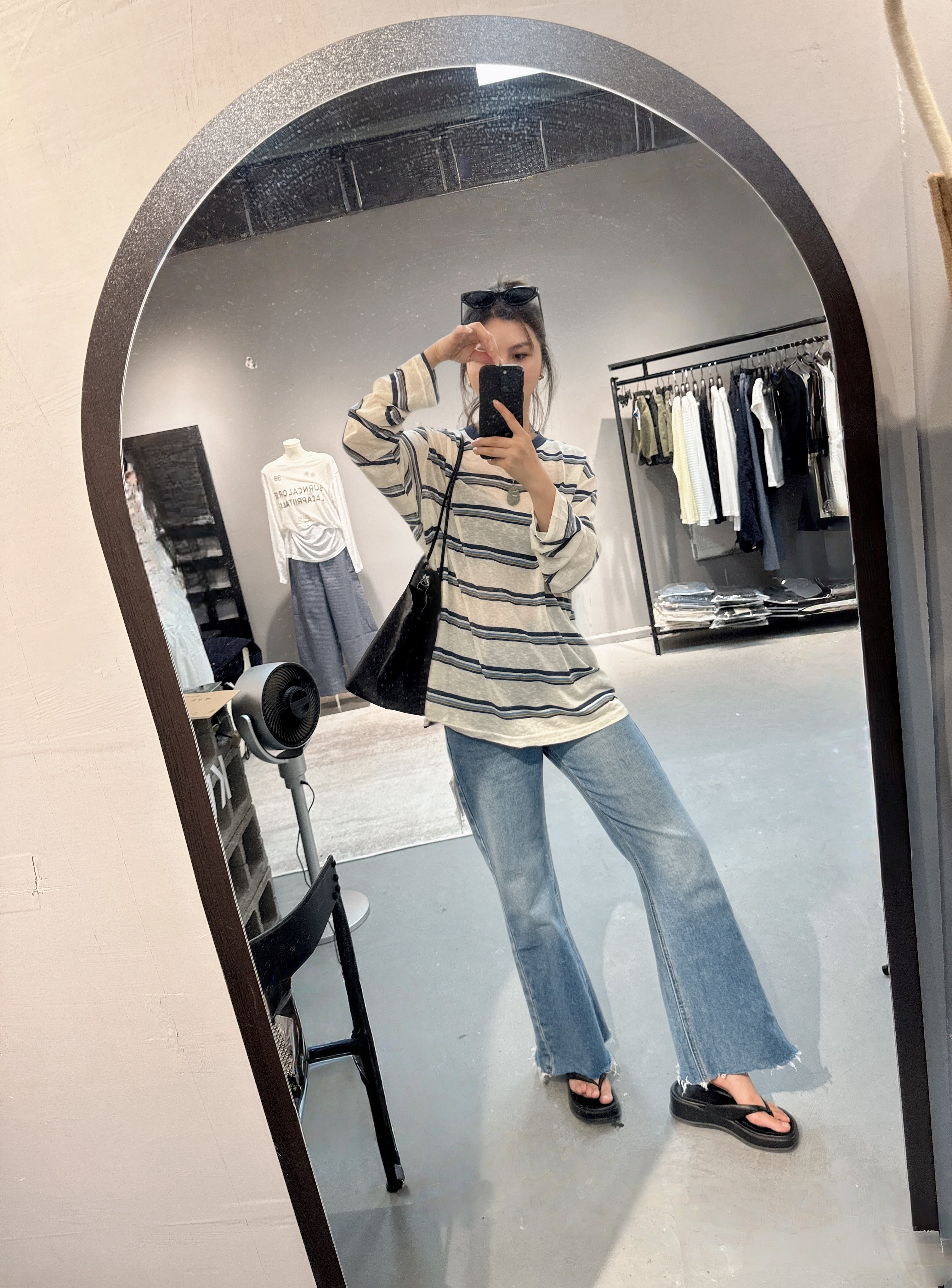 夏季撞色条纹防晒衫T恤薄慵懒风休闲风