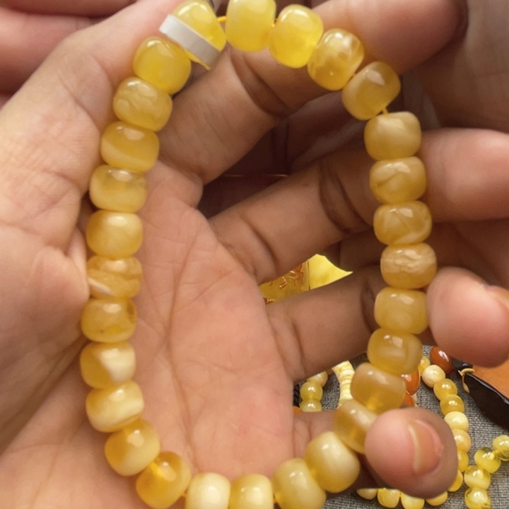 蜜蜡珠宝奇石未镶嵌蜜蜡手串9m