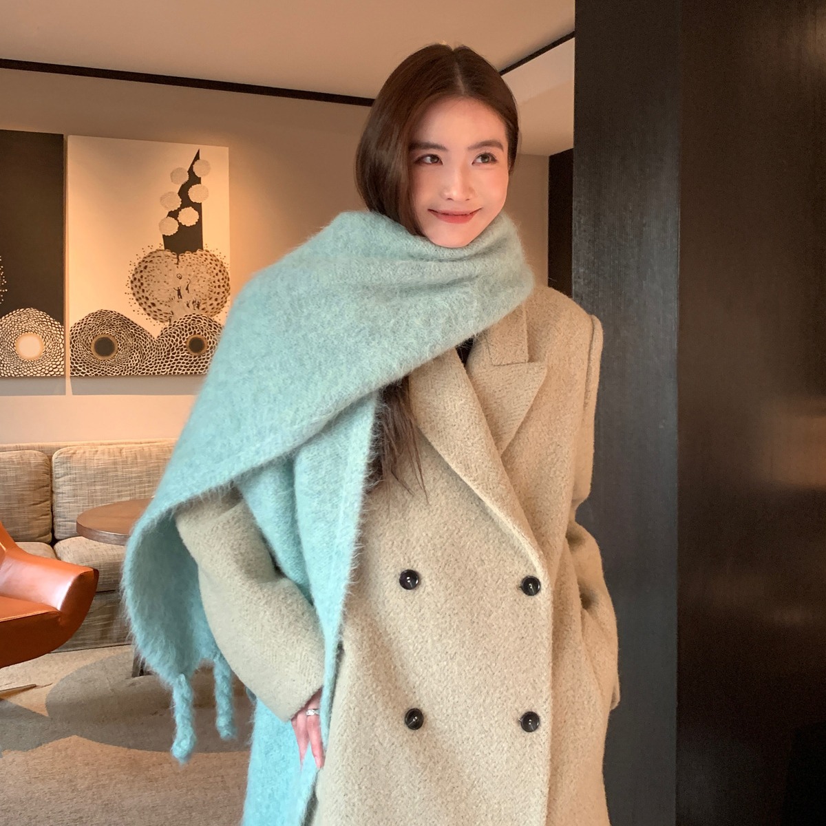 秋冬韩版毛呢大衣羊毛高端加厚长款外套女86095