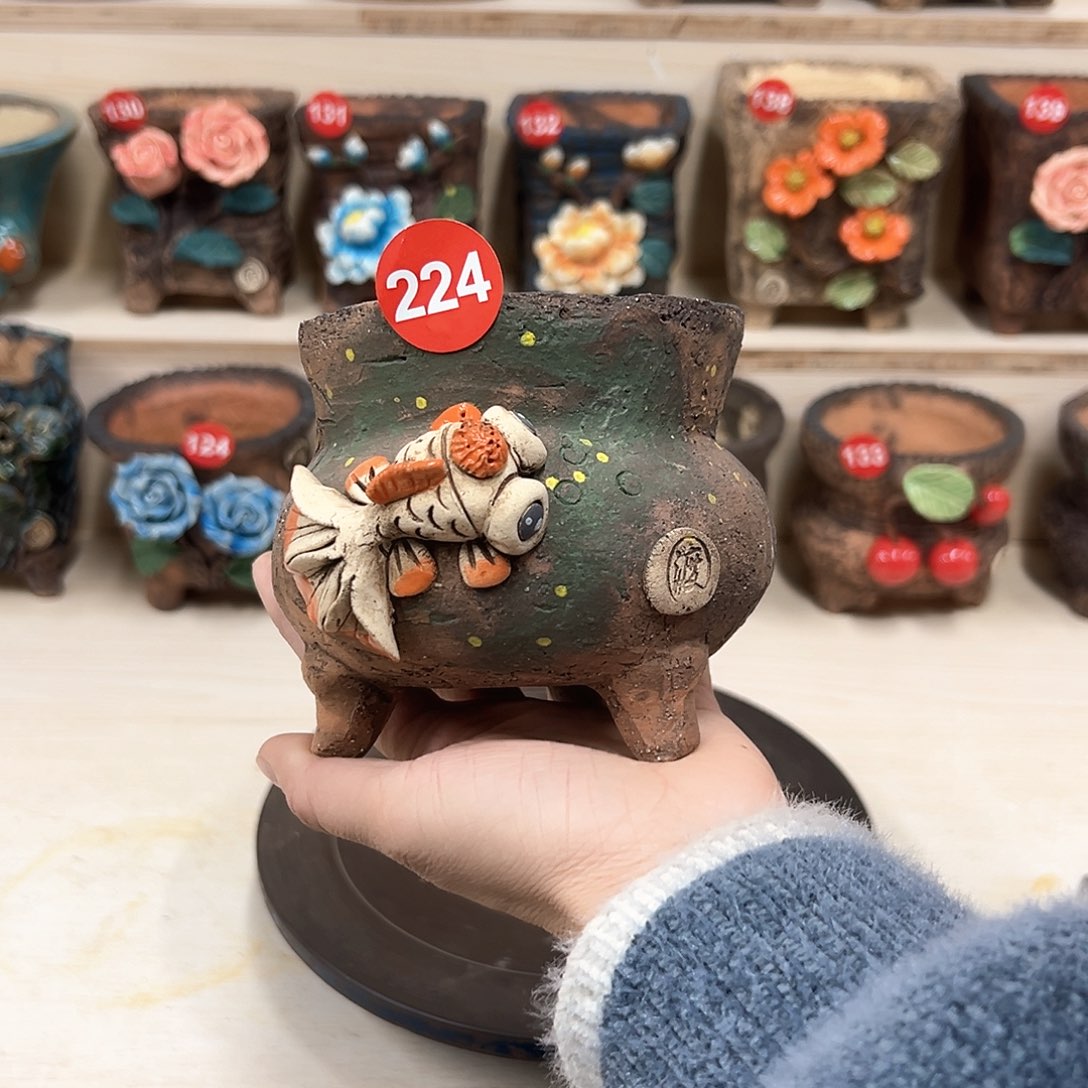 紫砂花盆224号内囗9外高10