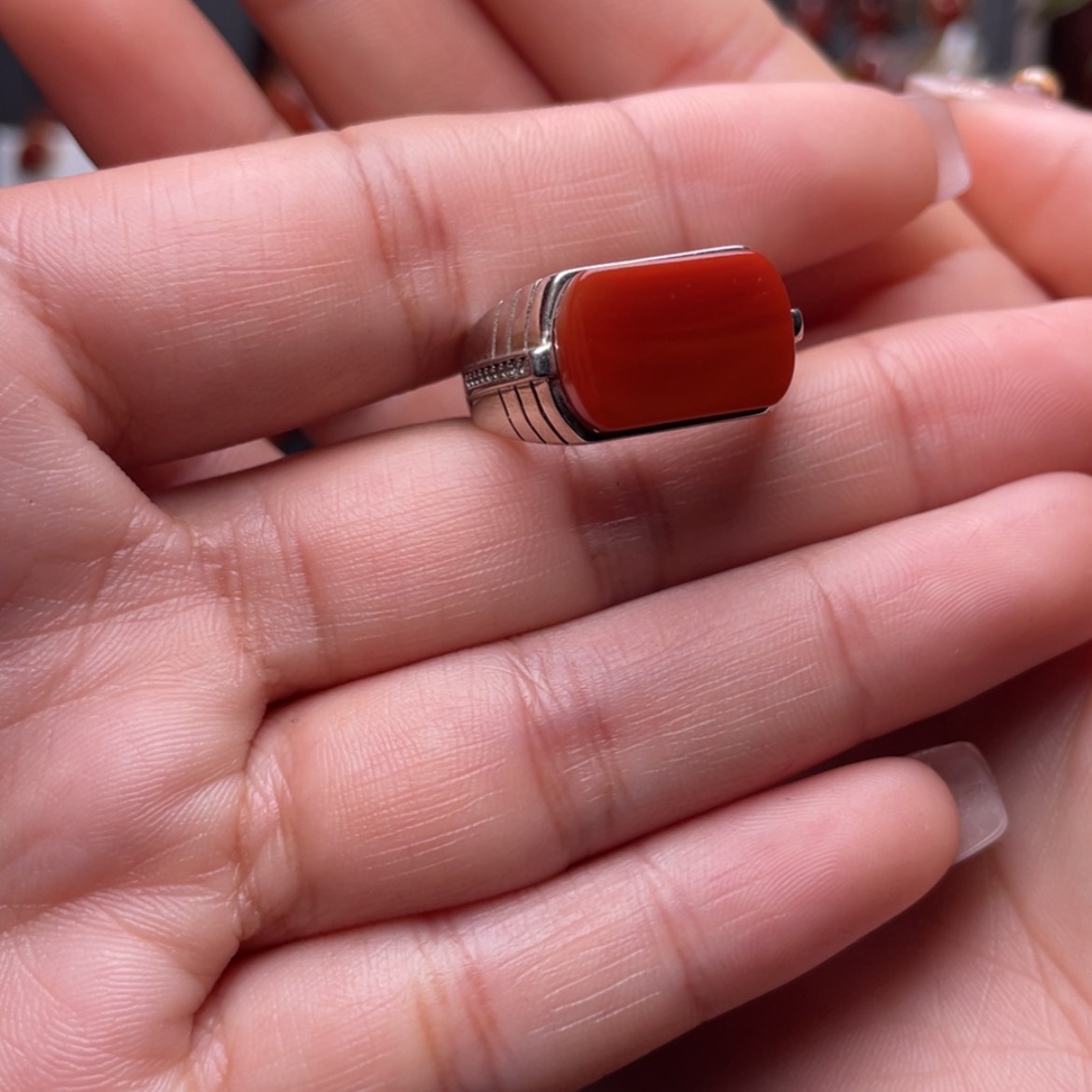 【闪购商品】南红玛瑙戒指银S925镶嵌