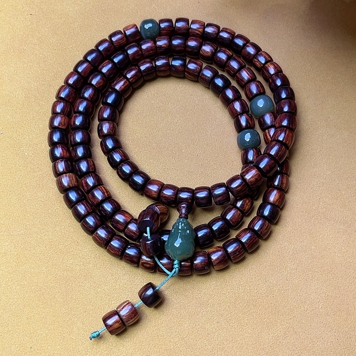 黄花梨/降香黄檀手串/手链7*8*108紫油梨原创带貔貅