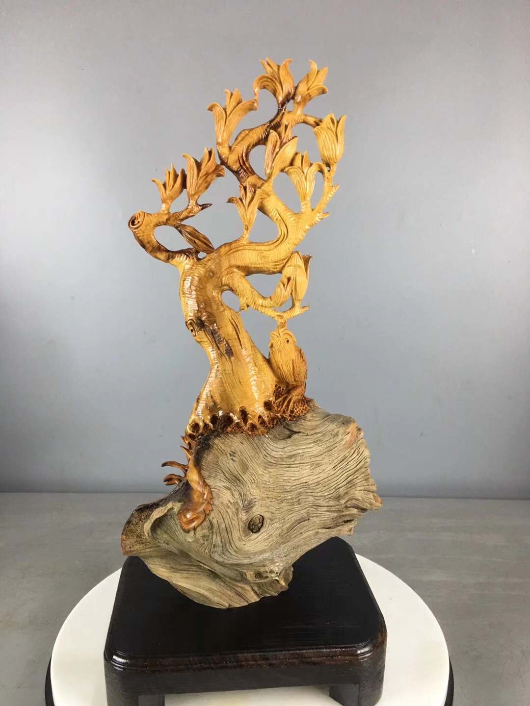 根雕摆件山水意境实木雕刻玄关装饰