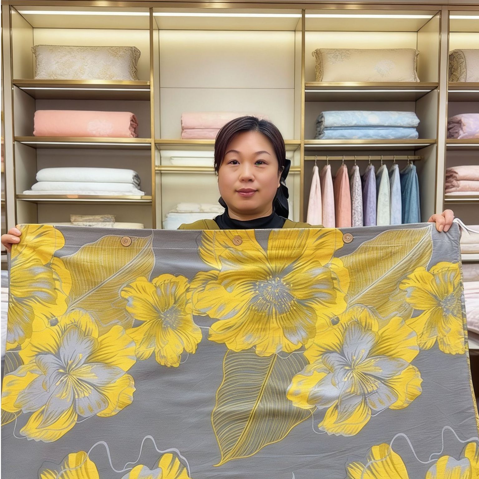 轻奢复古双层纱四件套—金晨花语