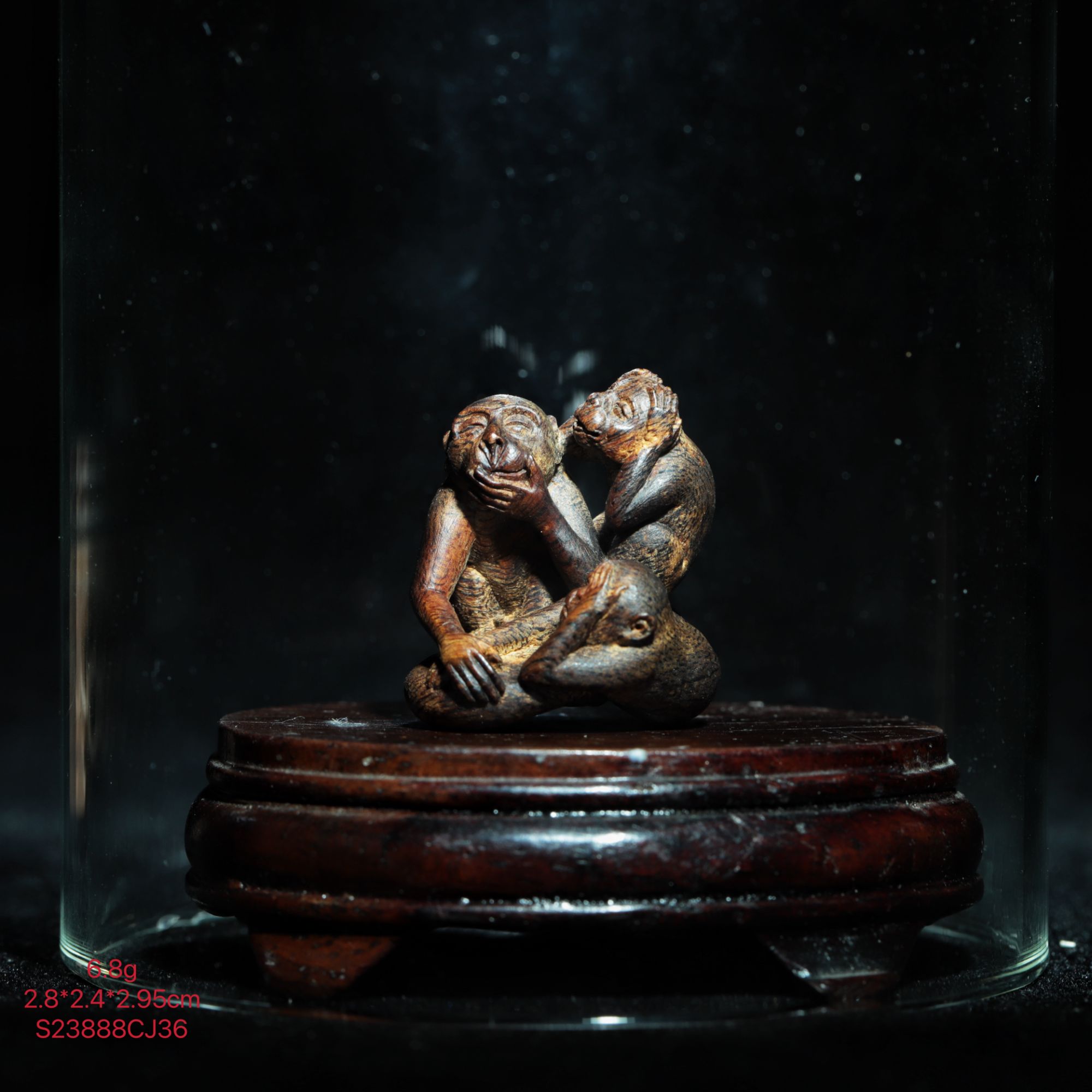 阿九沉香 正文莱黑棋软丝 非礼勿视，听，言 6.8g纯手工创意