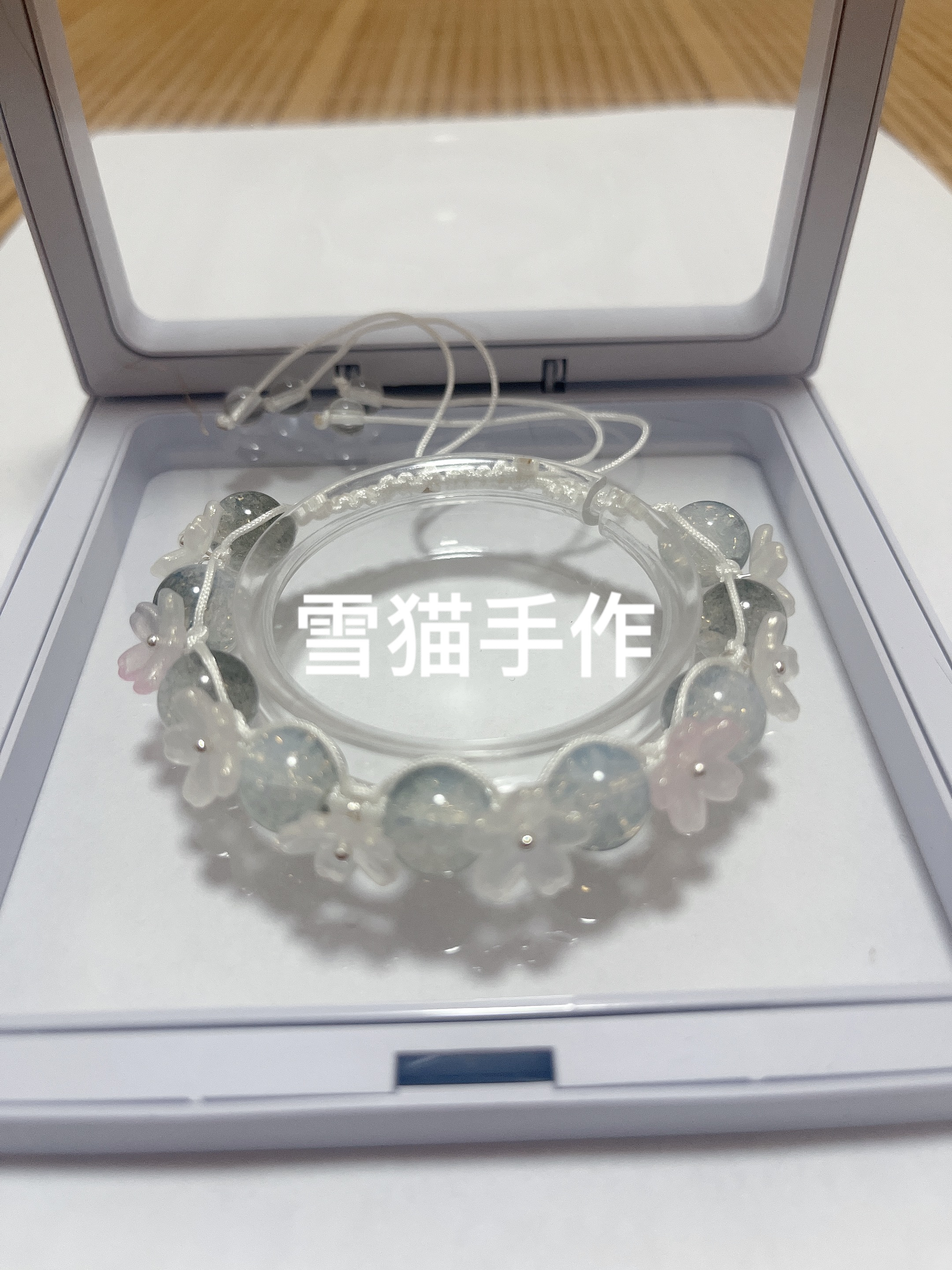 合金琉璃手链 琉璃小花手链 灰色蓝色手链 硬胶花手链