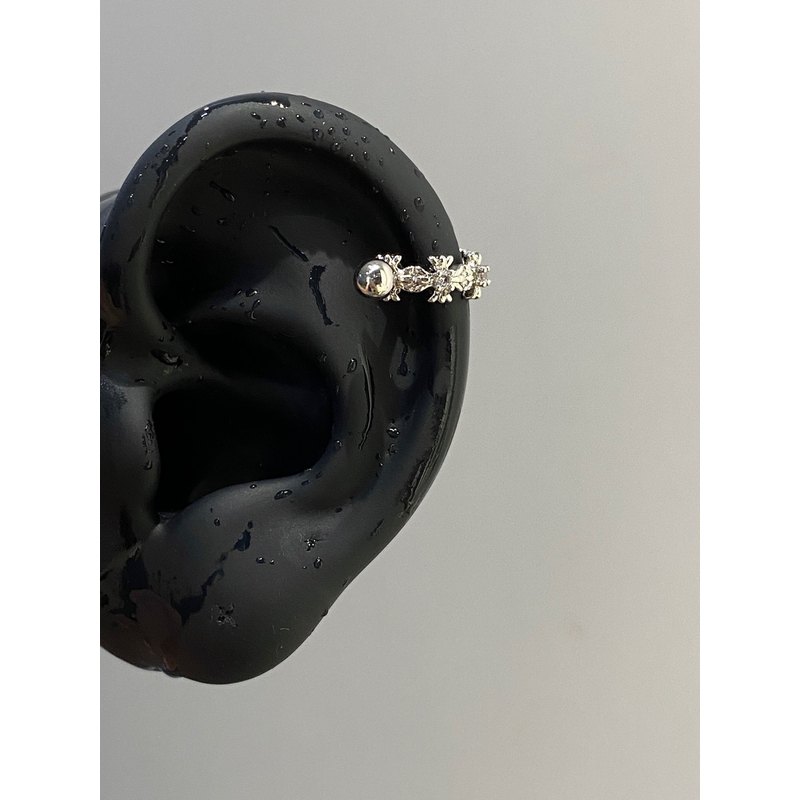 铜合金锆石耳饰 十字架D型耳骨环小众马蹄环百搭耳骨钉G02