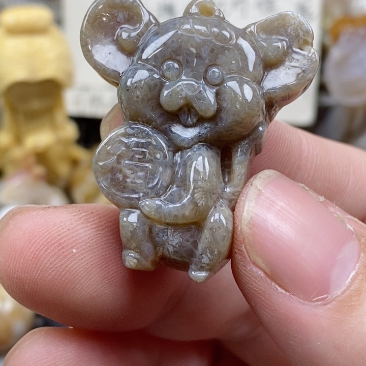 颈饰未镶嵌硅化珊瑚（珊瑚玉）有瑕