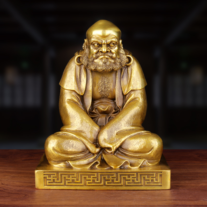 达摩佛像摆件黄铜达摩祖师铜像家居客厅茶室装饰品摆设禅意工艺品