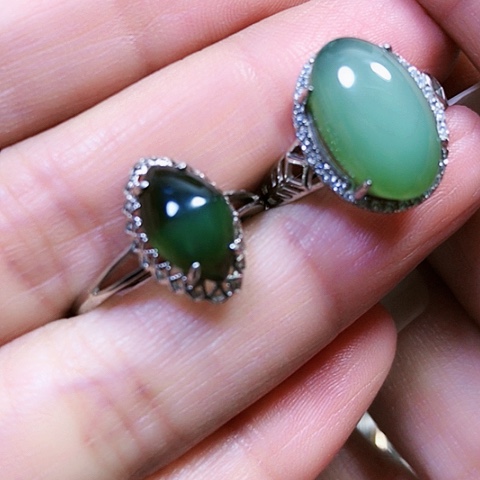 和田玉银S925镶嵌戒指