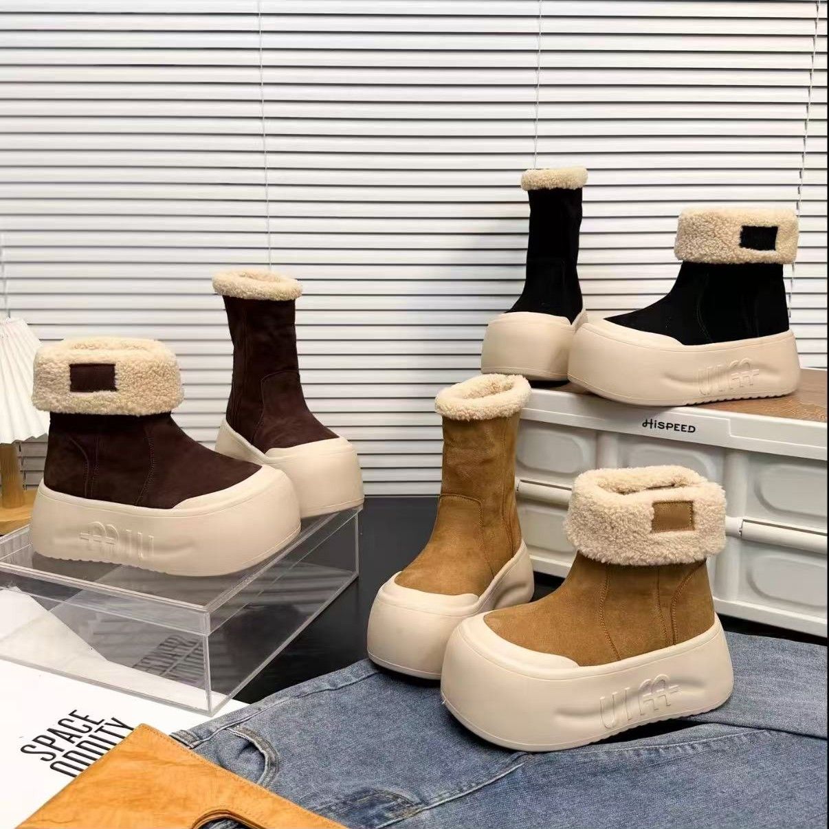 时尚雪地靴女加绒中筒两穿靴子冬季新款厚底防滑保暖棉鞋
