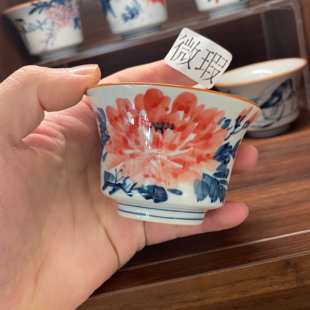 釉下手绘茶具微瑕