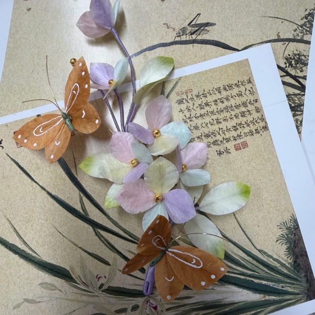 大麦吖古风发饰汉服绒花发簪 手工制作默认微瑕 