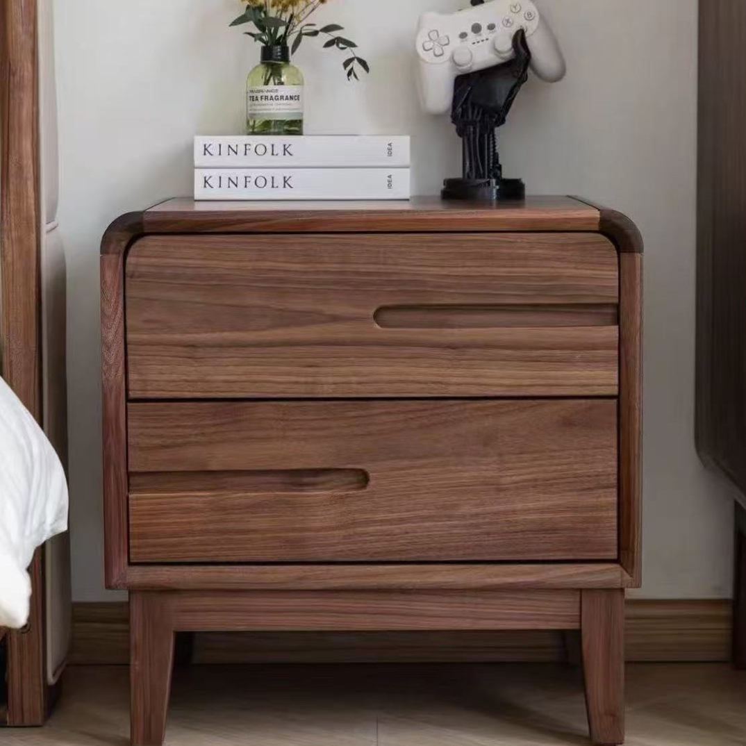 北美黑胡桃木全实木简约现代床头柜