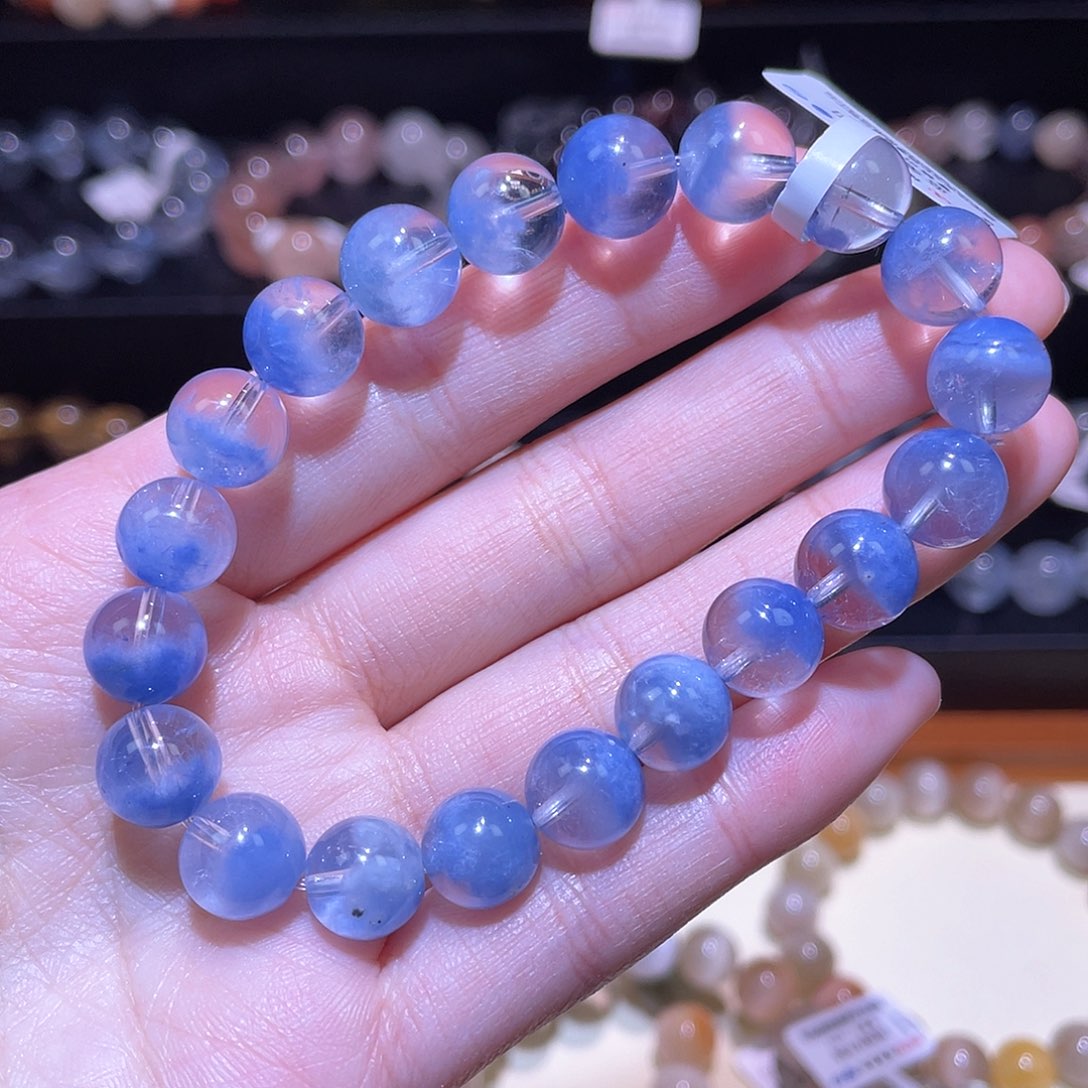 水晶手链未镶嵌兔毛手链，晶体通透9.5+