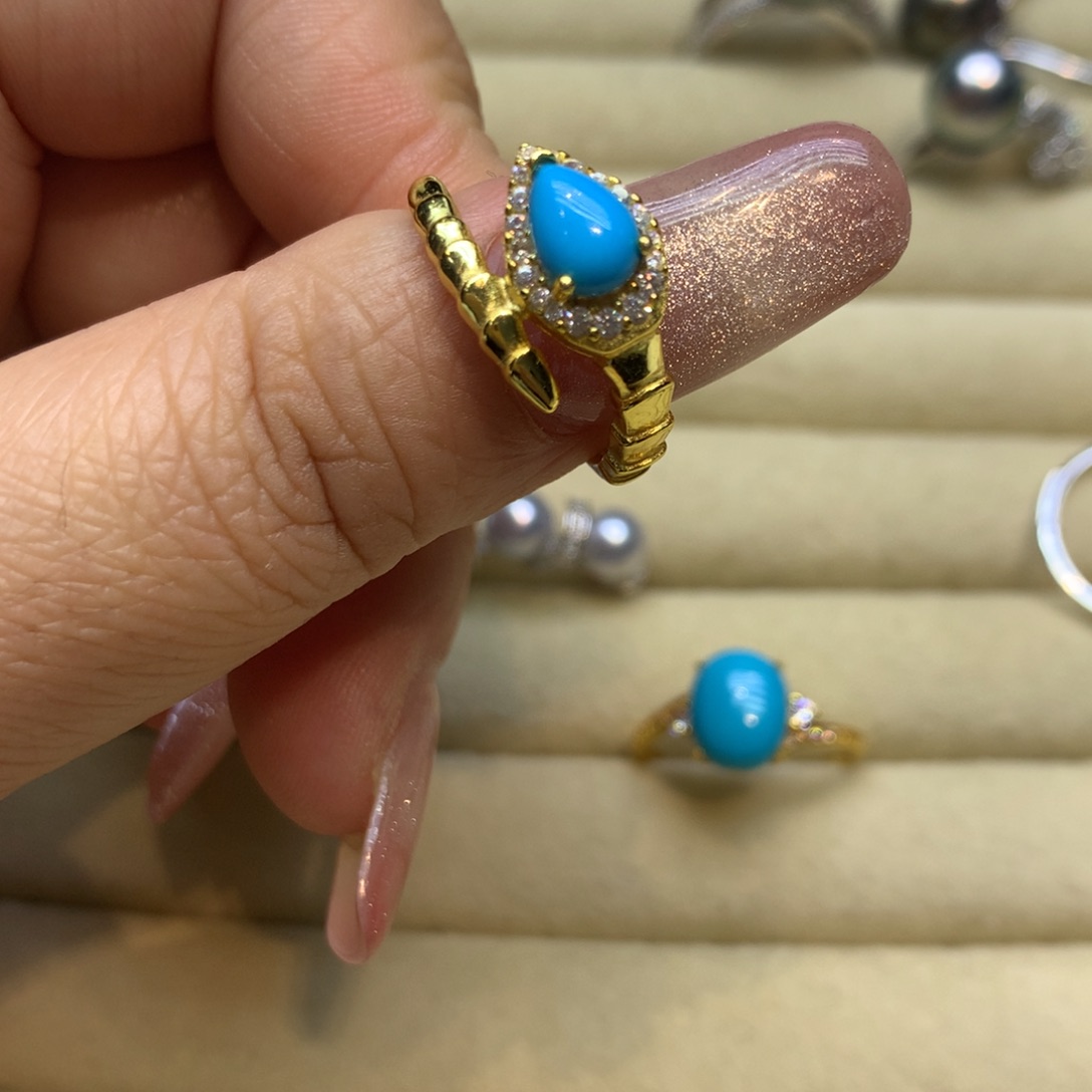 银S925镶嵌绿松石戒指