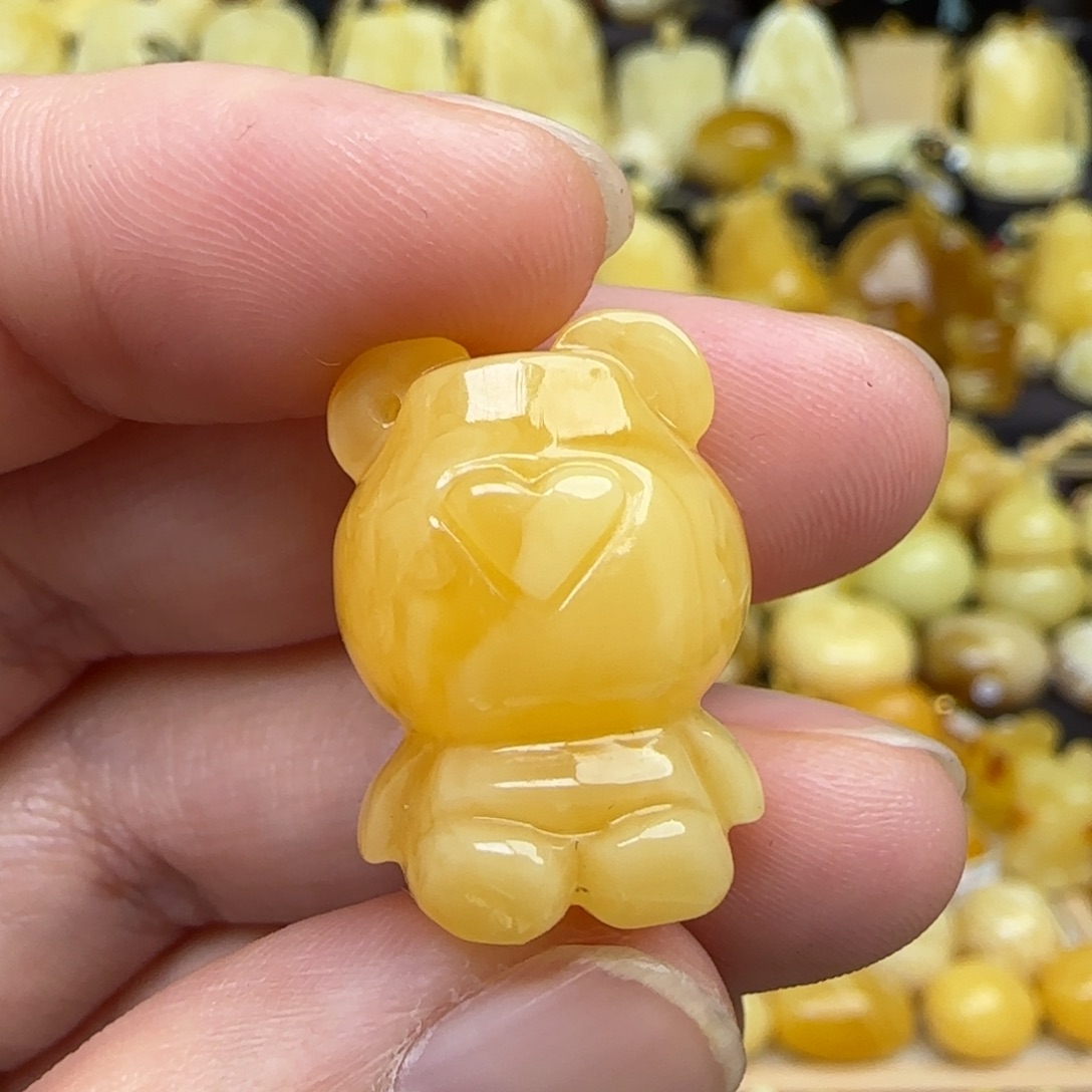 蜜蜡吊坠(不含链)未镶嵌天然蜜蜡小熊