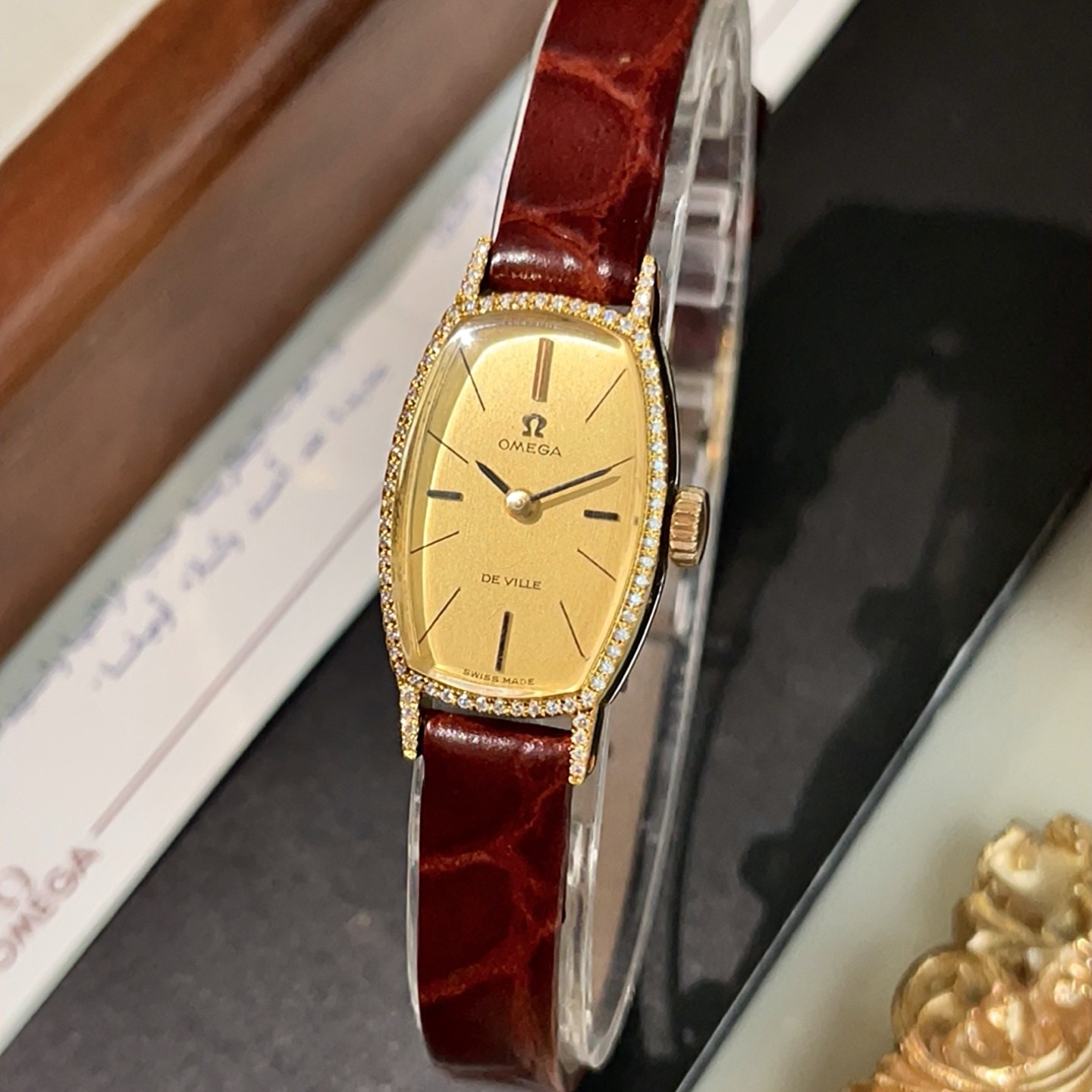 95新 Omega/欧米茄 高奢黄油小酒桶·后镶莫桑钻·蝶飞手动机械表