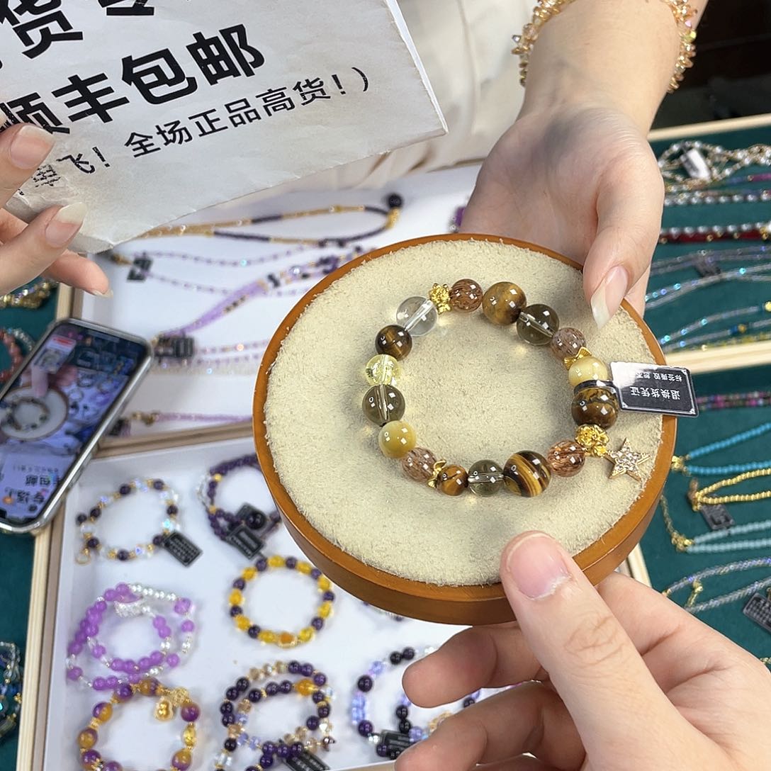 水晶手链银S925镀金镶嵌