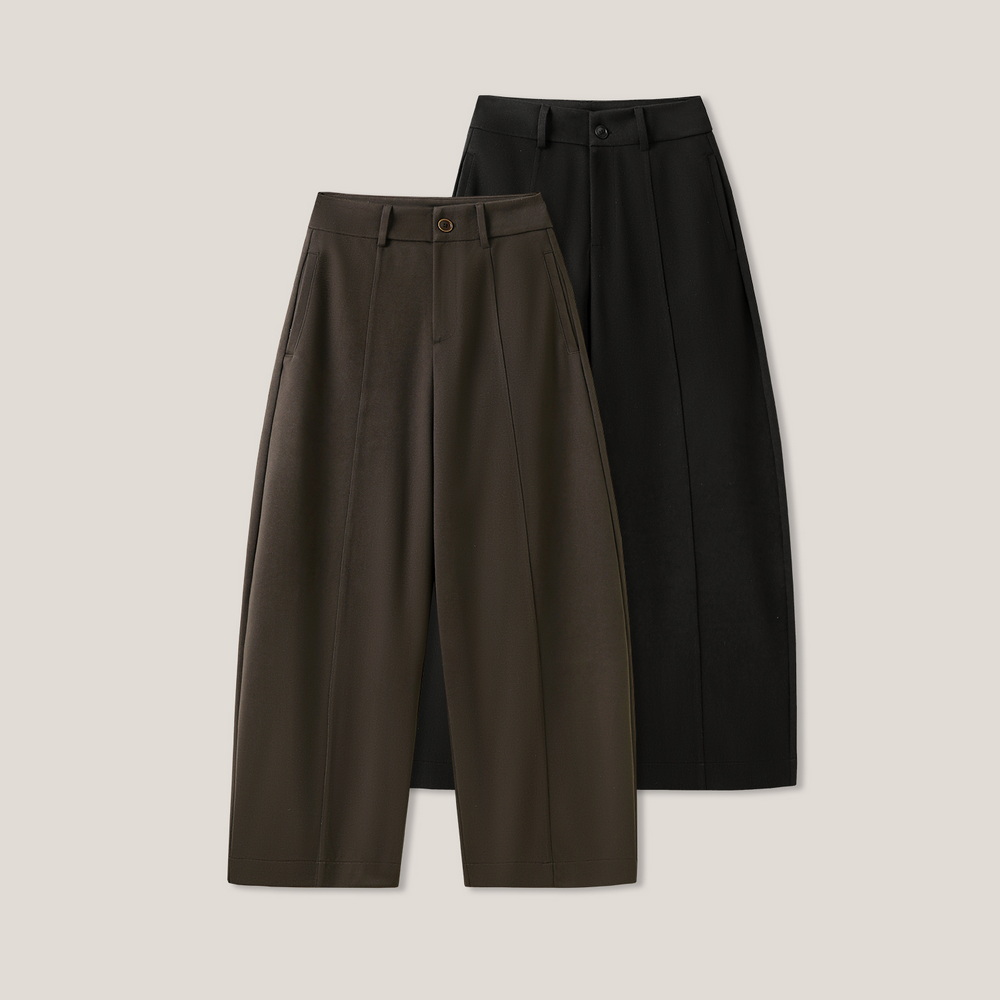 “超chill弯弯裤”秋冬复古时尚磨毛微阔弯刀裤ss26451