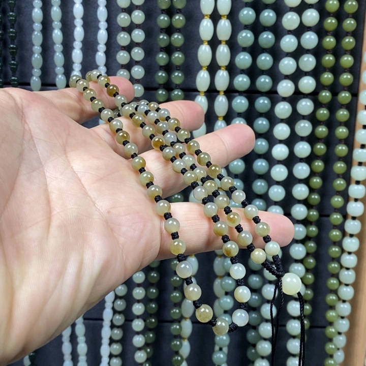 和田玉项链未镶嵌b**〞和田玉圆珠项链