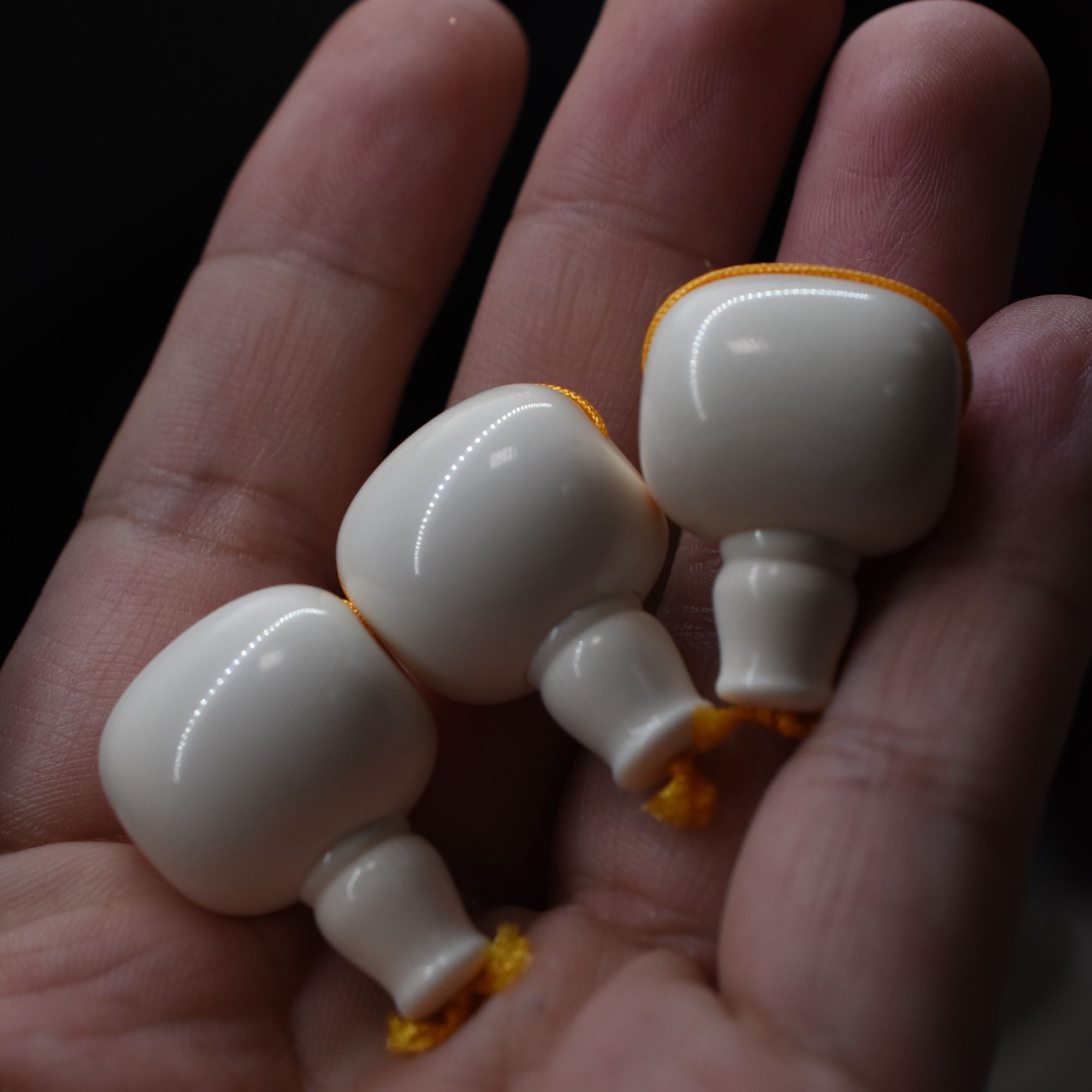 天然保真猛犸牙《牙芯料》藏式大三通/对孔20mm+/适配14mm以下手串