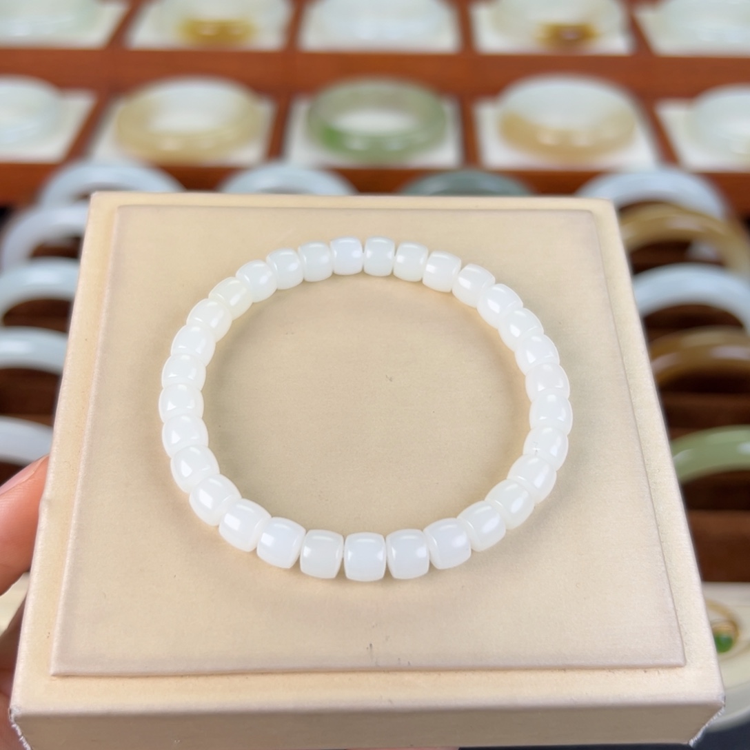 和田玉手链未镶嵌和田玉白玉手串