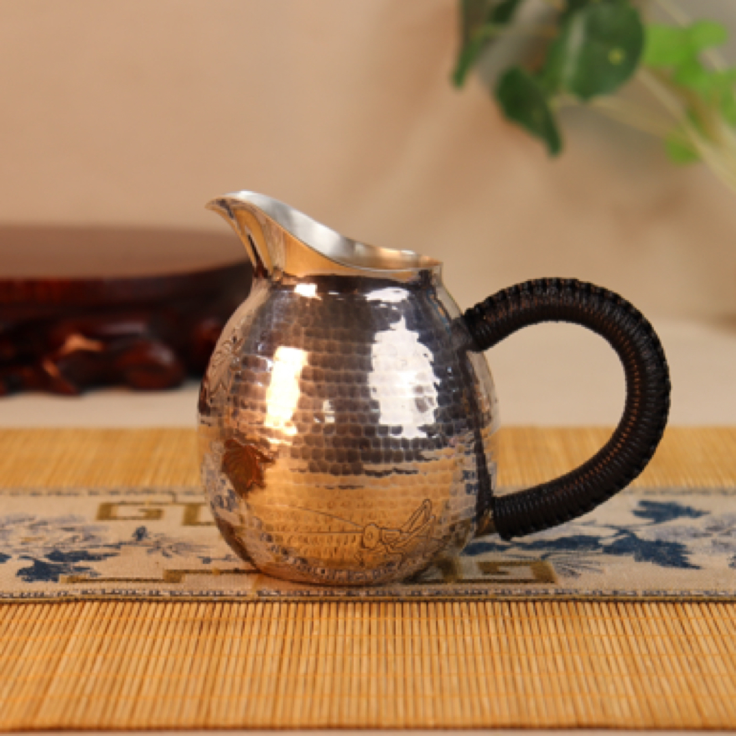 一路鸿运公道杯分茶器新大容量纯手工日式茶道家用纯银