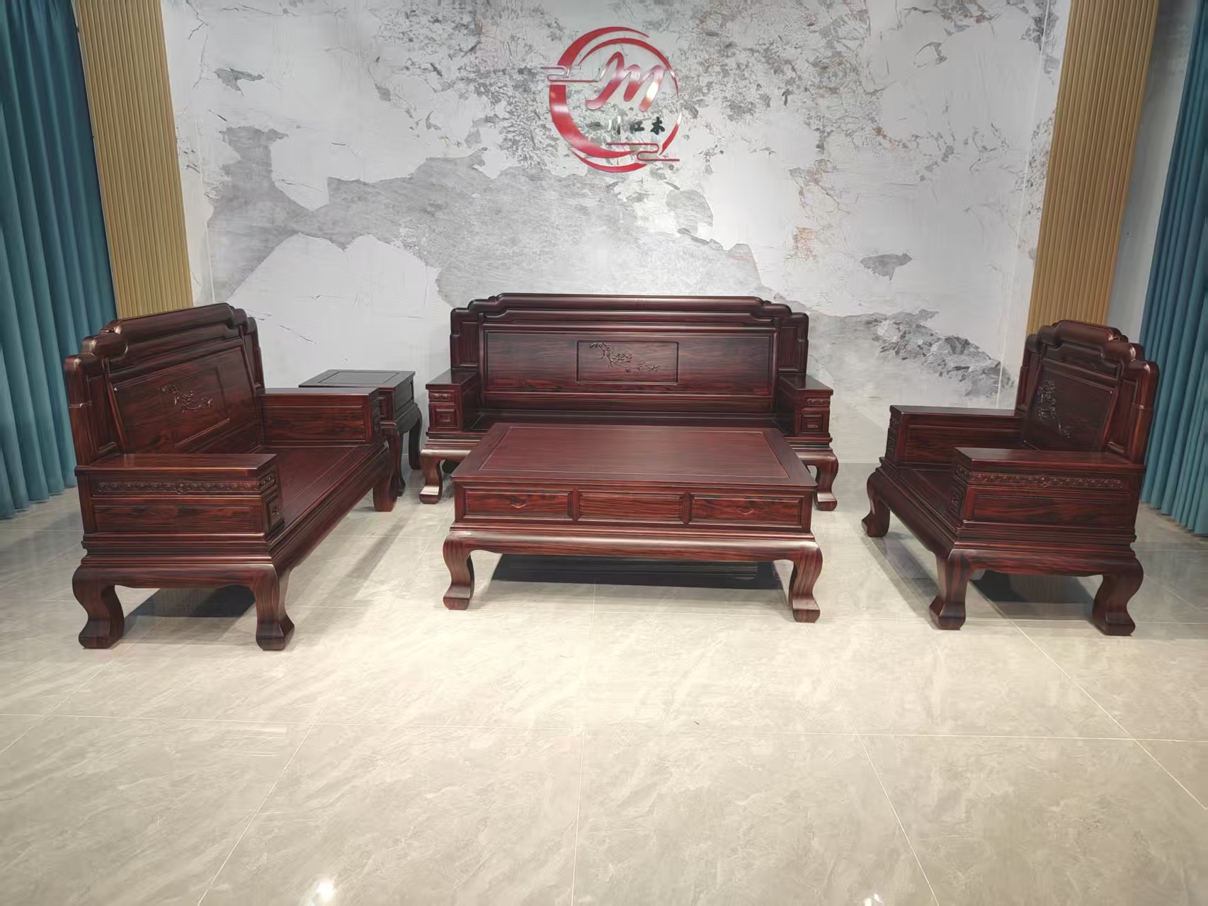 （红色经典）客厅沙发123113中式简约古典别墅储物成套