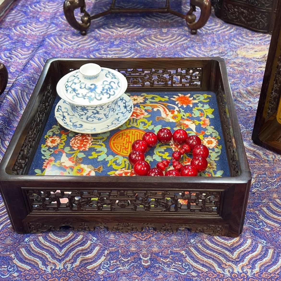 【闪购商品】红酸枝木类成套家具茶盘