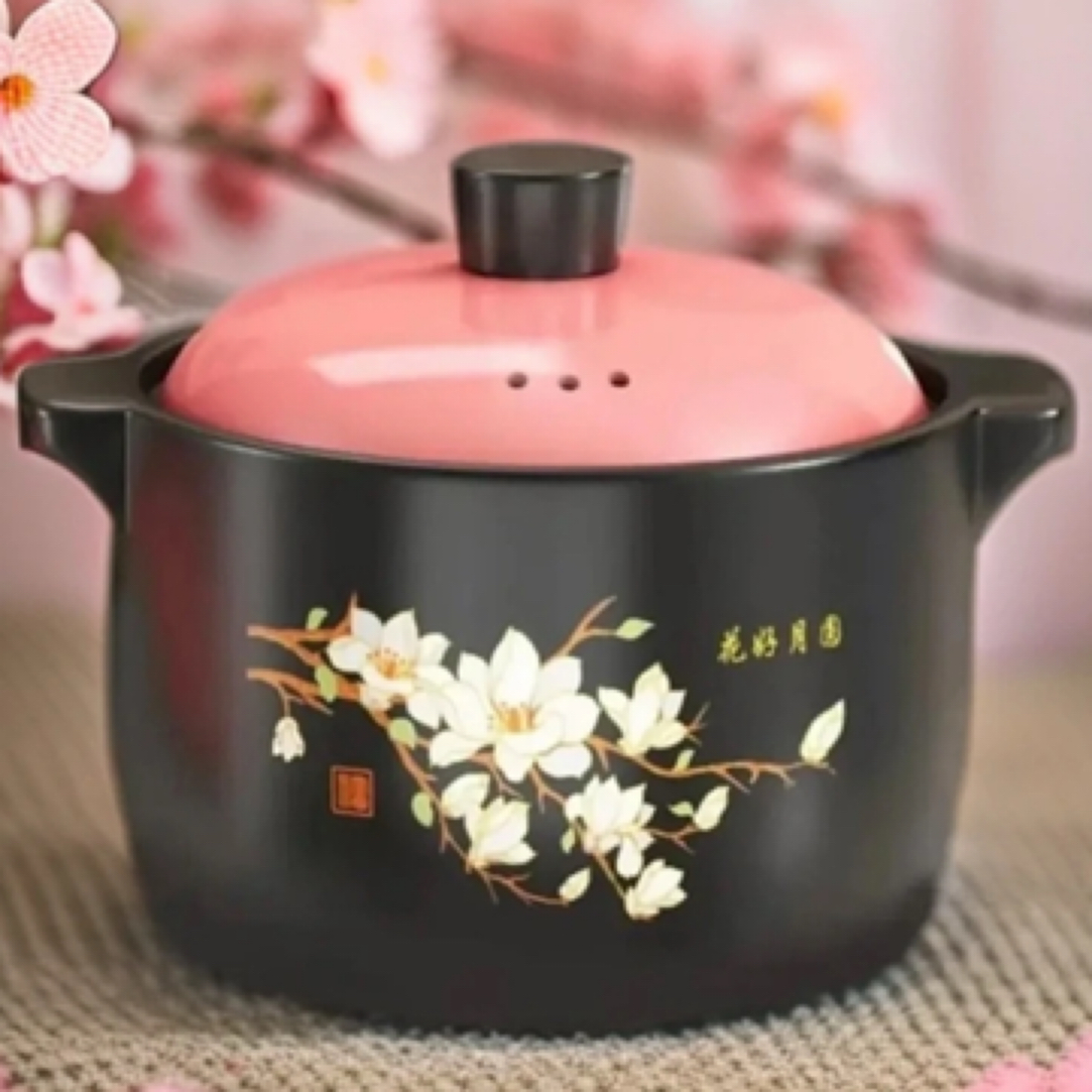 厨小亲5升花好月圆砂锅炖锅干烧不裂煤气灶燃气耐高温陶煲粥