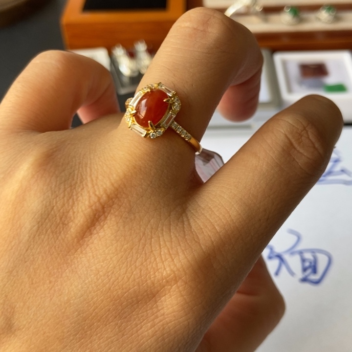 翡翠戒指银S925镶嵌戒指