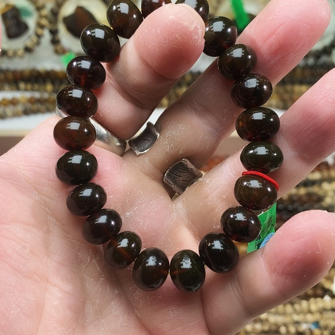 琥珀未镶嵌裸石血珀单圈11+