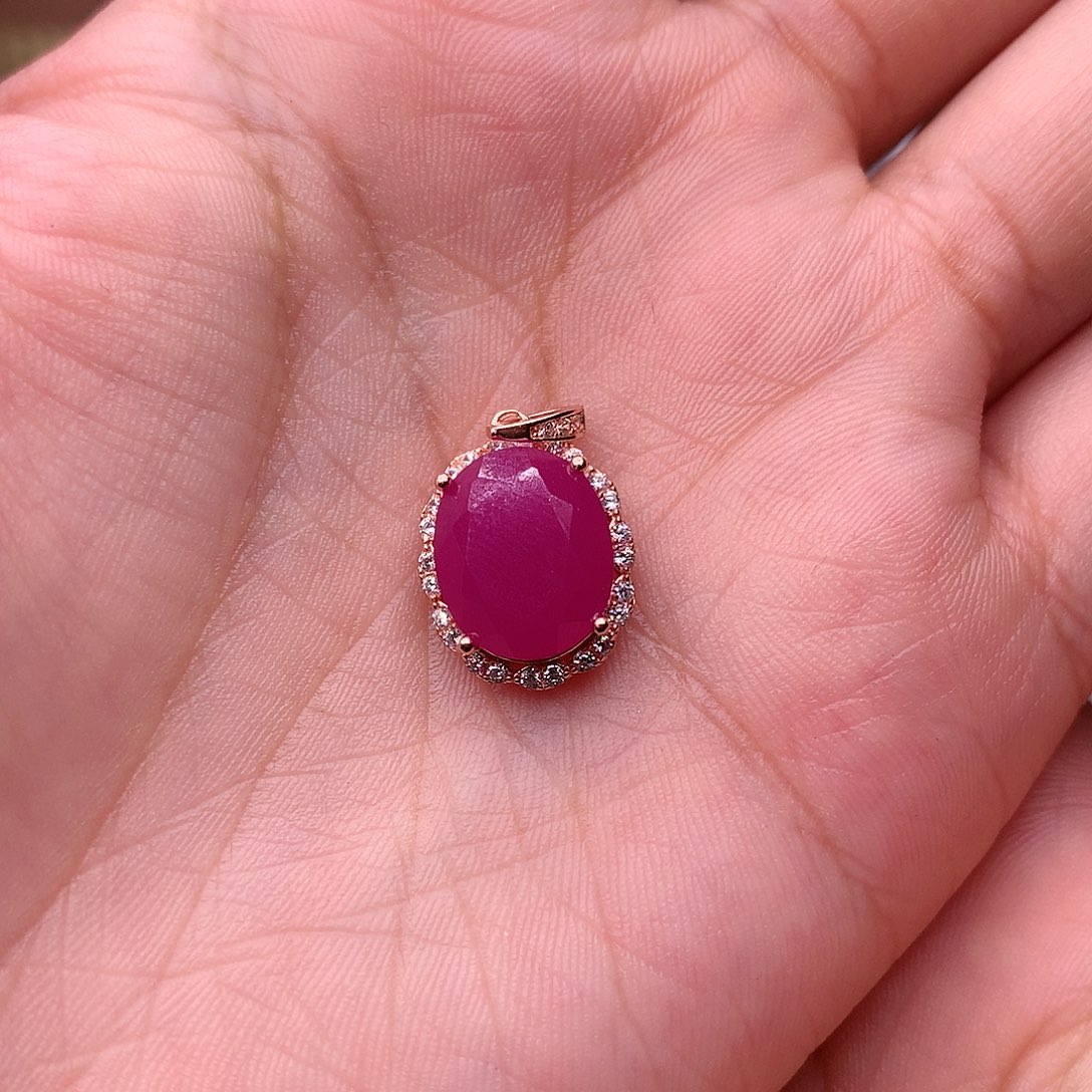 红宝石颈饰银S925镶嵌