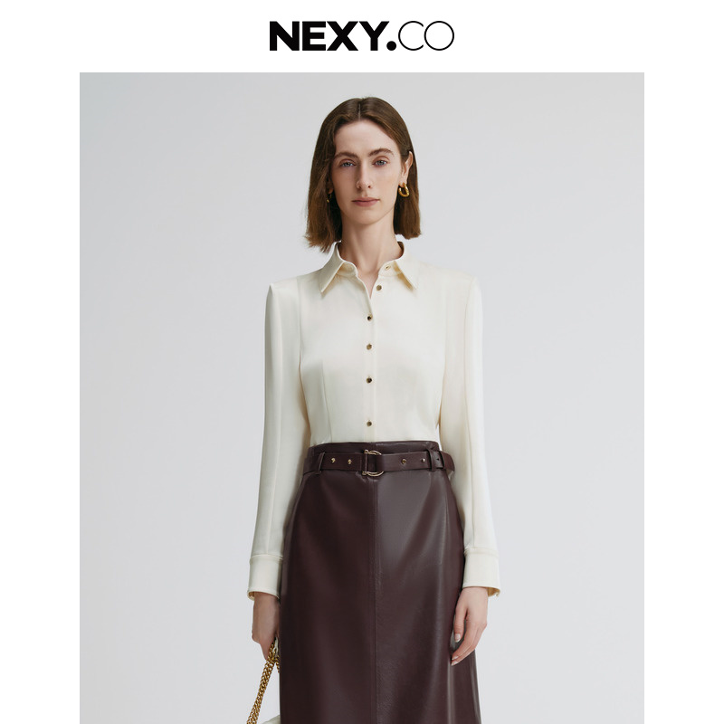 NEXY.CO/奈蔻上衣|奢级三醋|气质百搭|高定|白色|衬衫|XE00648D1