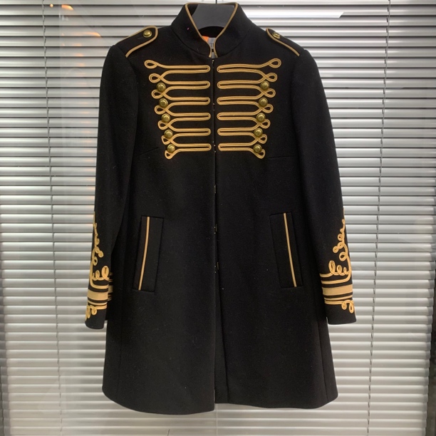99新 Valentino/华伦天奴 黑色中长款外套/42码/D01932