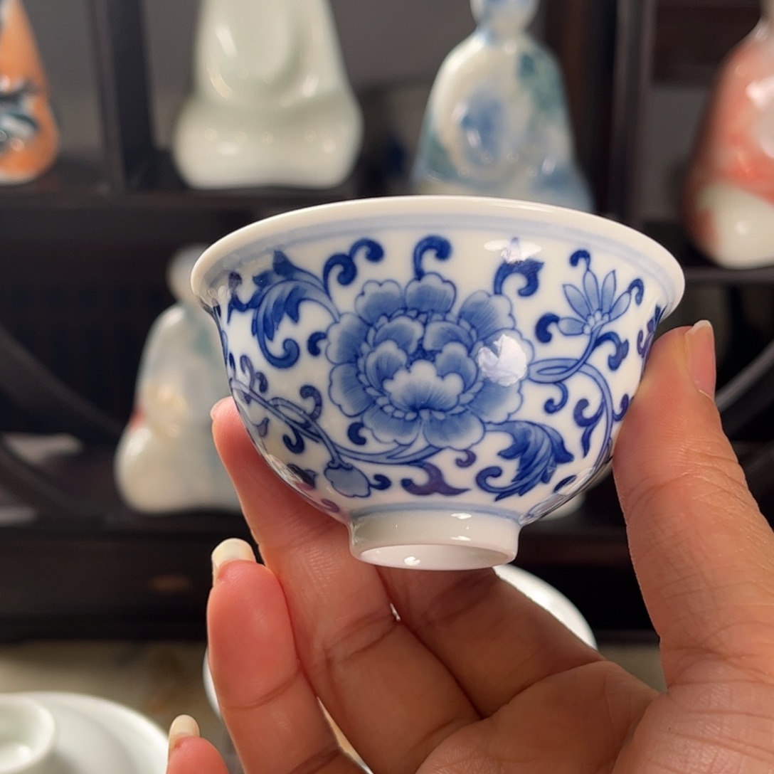 陶景德镇文祥窑高温釉下彩单杯