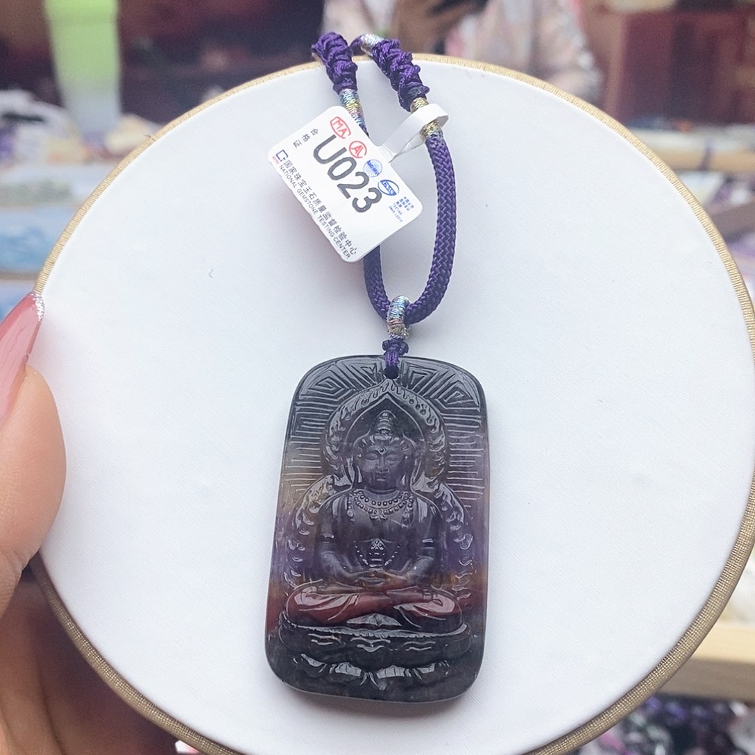 水晶颈饰未镶嵌U023四色极光23观音吊坠