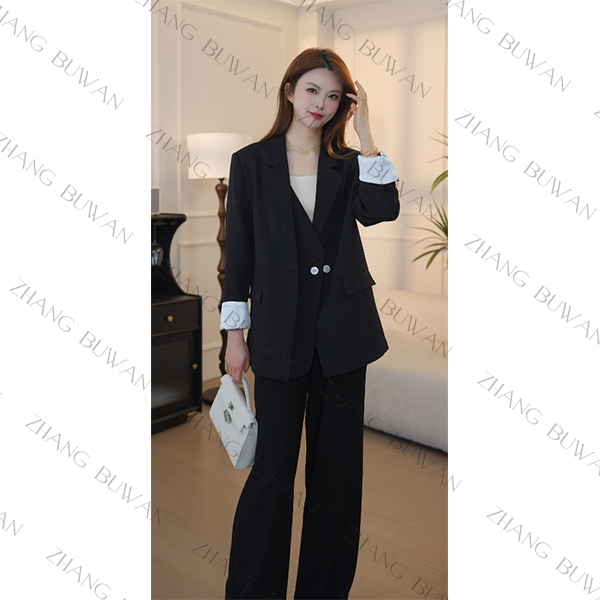 【张不晚专属】2025年早春季西装外套女假两件西服裤子时尚两件套装