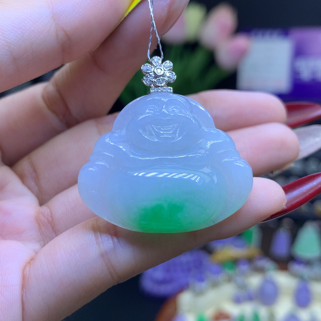 翡翠颈饰18K金镶嵌天然