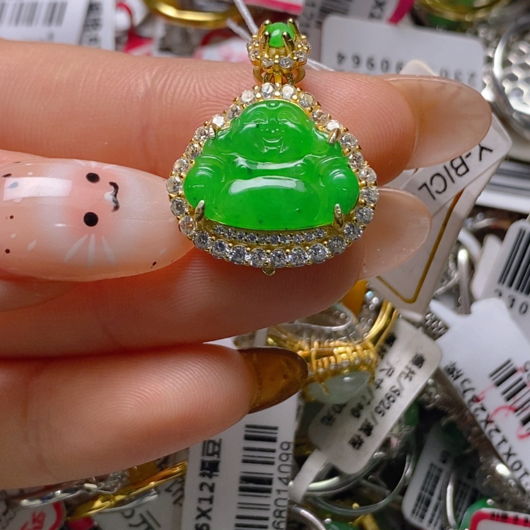 银S925镶嵌戒指翡翠百内无证书