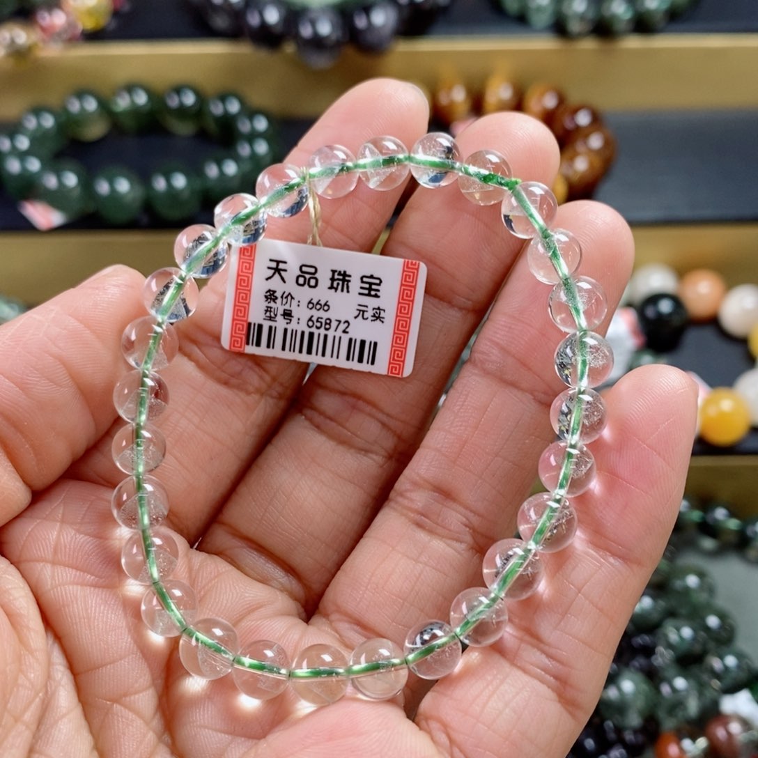 水晶手链未镶嵌果翠幽灵手链65872