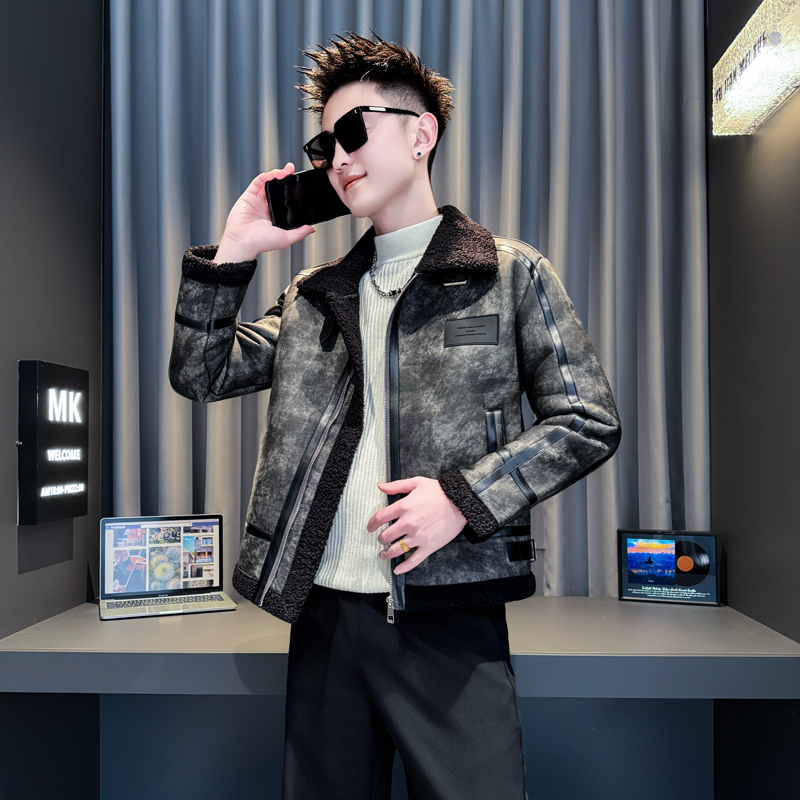 加绒加厚棉服外套男款冬季2025新款潮牌痞帅保暖袄子男装翻领棉衣