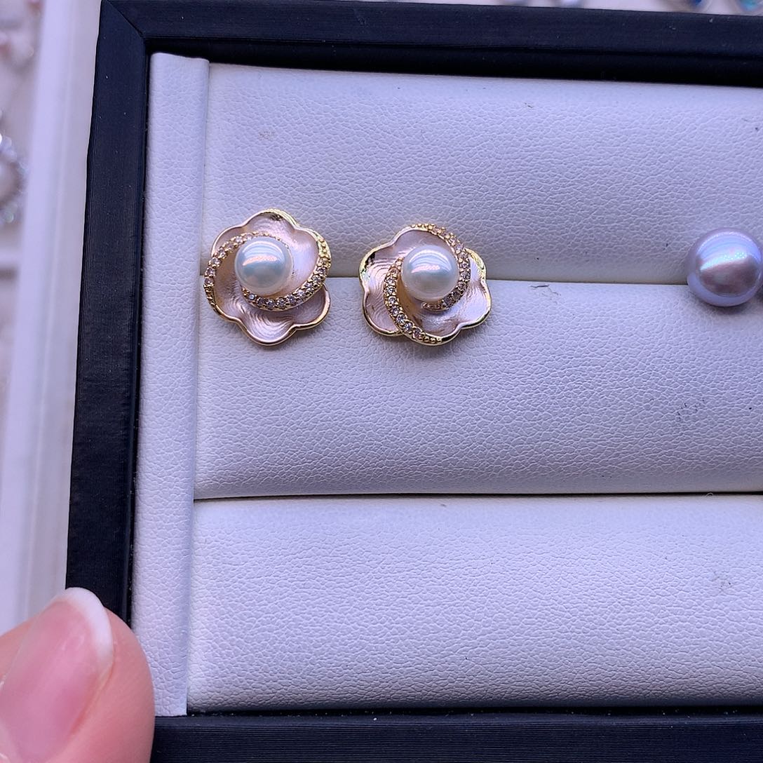 淡水珍珠耳饰合金